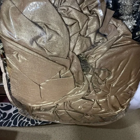 Stylish ready to wear designer saree with peplum black blouse and golden saree - Picture 3 of 9